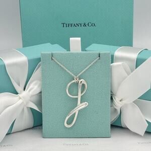 Tiffany & Co Elsa Peretti Large 2” Letter G Pendant 30” Necklace Silver 925 Gift